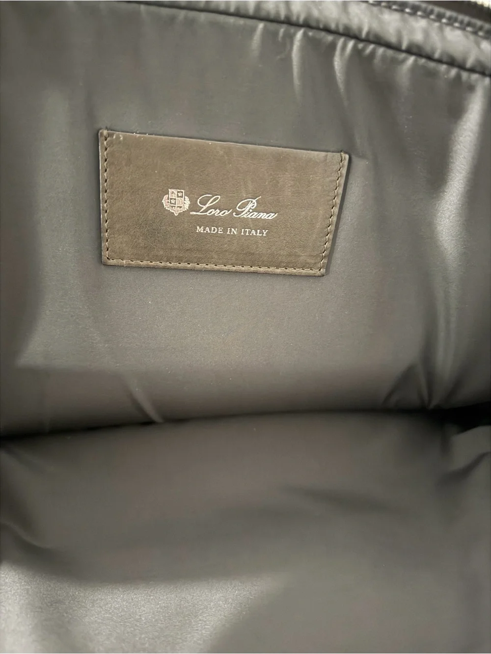Authentic Loro Piana Brown Nylon & Leather Laptop Briefcase Made in Italy